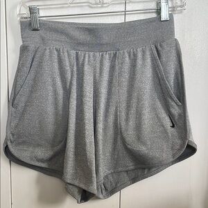 Nike Gray Striped Athletic Shorts with Elastic Waistband